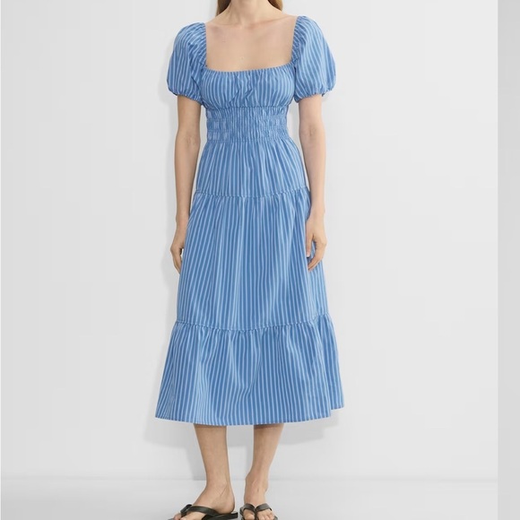 Wilfred Allegoria Poplin square neck Blue Midi Dress - Picture 4 of 8